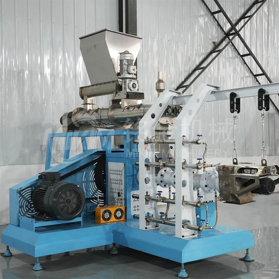 Twin Screw Floating Fish Feed Pellet Extruder Machine factory